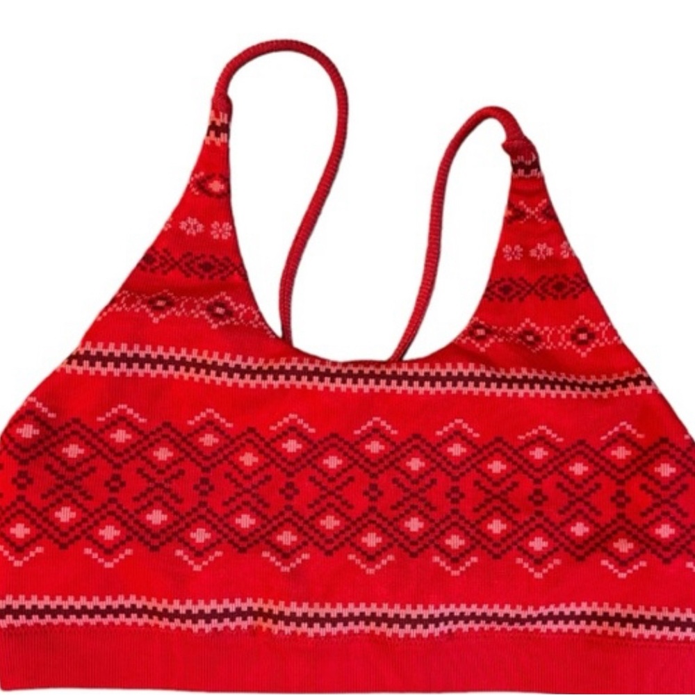 Fabletics Red Patterned Bra